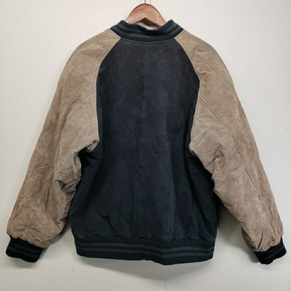 VTG Northwest Territory Leather Varsity Jacket Mens Large Blue Tan Suede Bomber - Picture 5 of 7